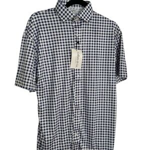 New  without tags Collars & Co Navy and White Check Polo Shirt in size medium